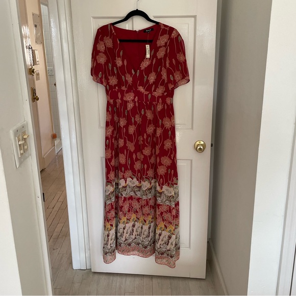 Madewell Tulip Sleeve Maxi Dress in Tall Sunflowers Faux Wrap AB328 - Picture 2 of 4